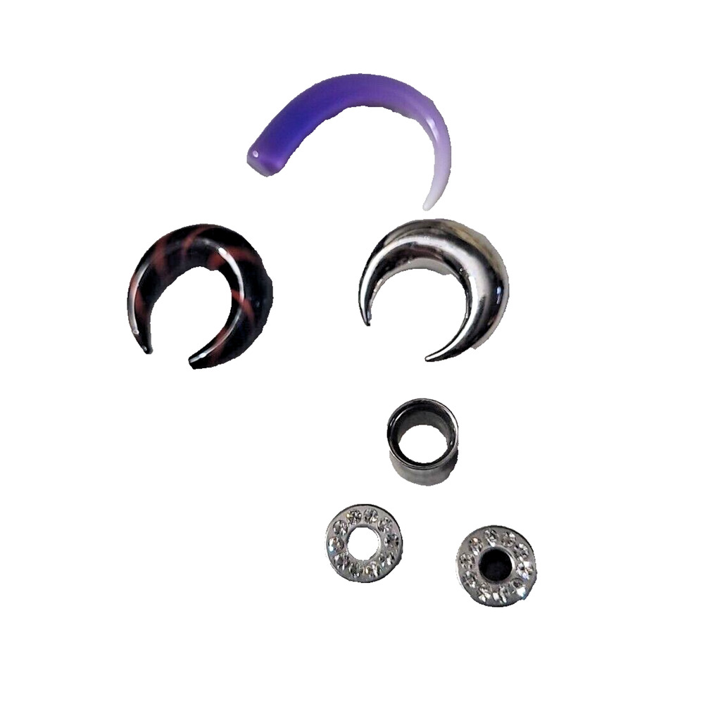 Lot 6 Acrylic Metal Ear Gauge Taper Plug Stretching Kit Stretcher Earring